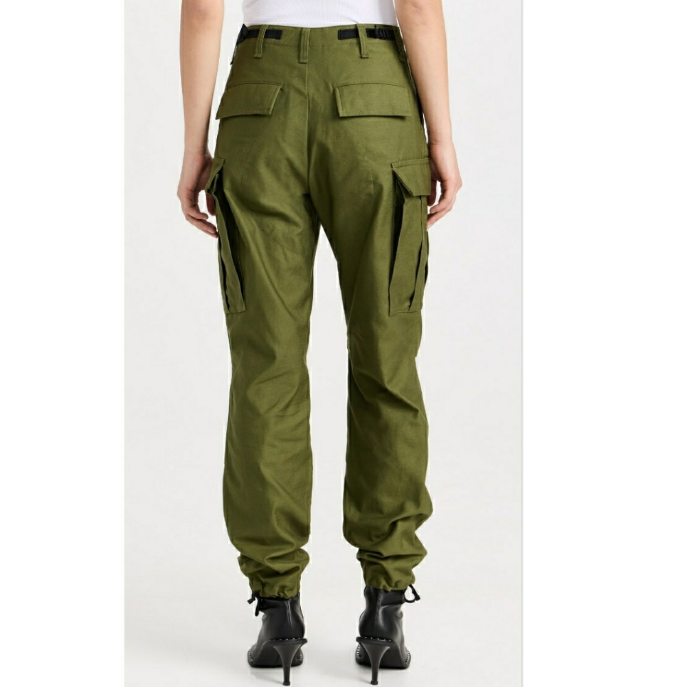 Rag & Bone 100% Cotton Valli Cargo Army Green Utility Pants Pockets Size 4 Retro - Picture 4 of 16